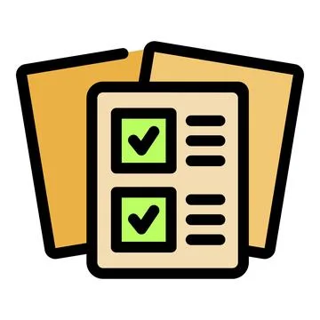Completing checklist on document with check marks and lines イラスト素材