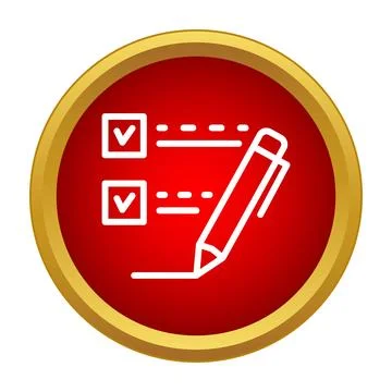 Completing checklist survey with pen for feedback evaluation Stock Illustration