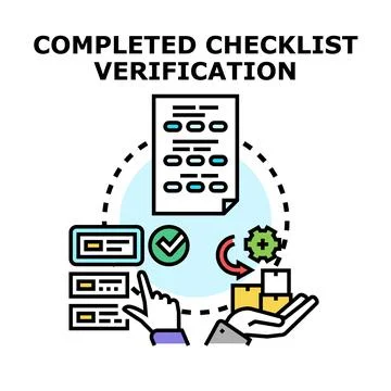 Completing checklist verification and task management process Stock Illustration