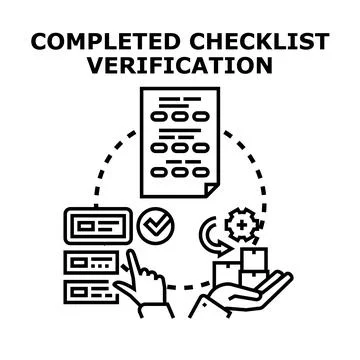 Completing checklist verification and task management process Stock Illustration