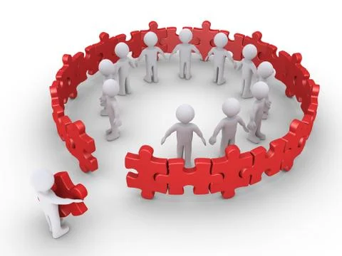 Completing the circle of puzzle pieces Illustrazione stock