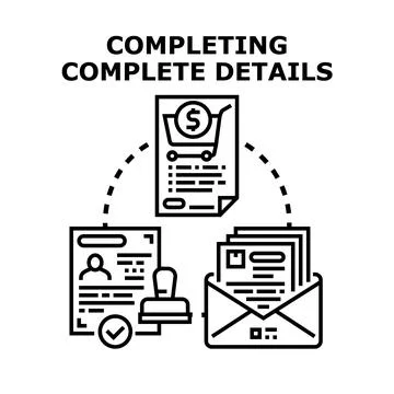 Completing details, filling forms, and sending application documents Stock Illustration