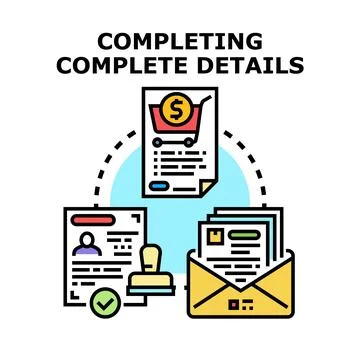 Completing details, filling forms, and sending application documents Stock Illustration