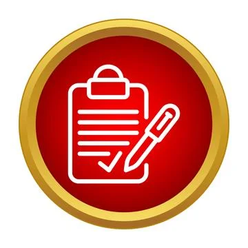 Completing a document with pen and checkmark icon Illustrazione stock