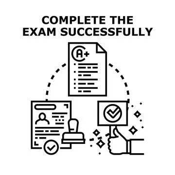 Completing educational exam successfully for obtaining diploma Stock Illustration