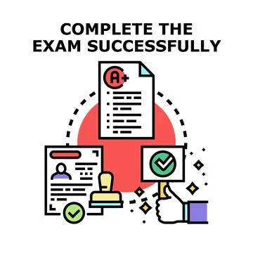 Completing educational exam successfully for obtaining diploma Stock Illustration
