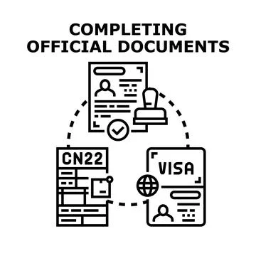 Completing official documents process for international applications Stock Illustration