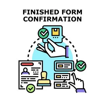 Completing online form confirmation process illustration Illustrazione stock