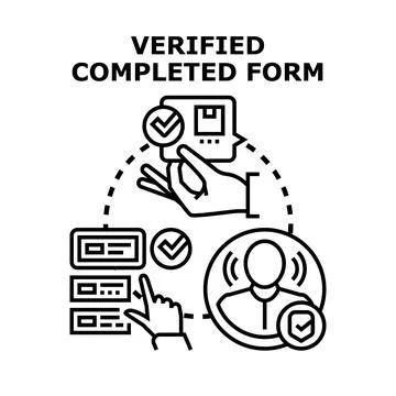 Completing online form with identity verification and data review Illustrazione stock