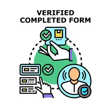 Completing online form with identity verification and data review Stock Illustration