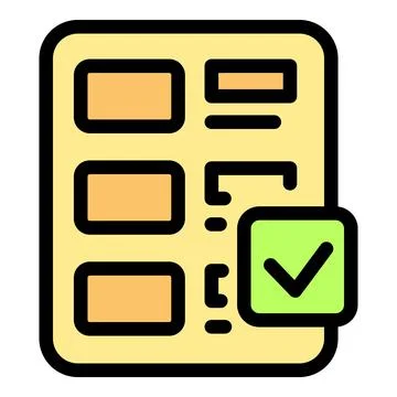 Completing online survey form with checkmark indicating final choice Stock Illustration