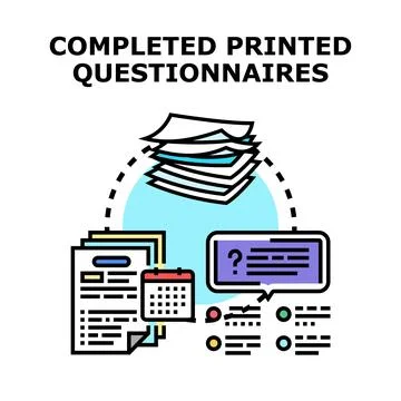 Completing printed questionnaires for data collection and analysis Stock Illustration