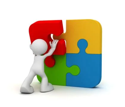 Completing puzzle concept   3d illustration Stock Illustration