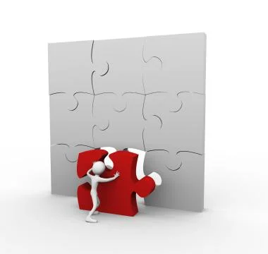 Completing puzzle Stock Illustration