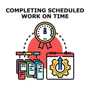 Completing scheduled work on time concept illustration Stock Illustration