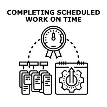 Completing scheduled work on time concept illustration 스톡 일러스트