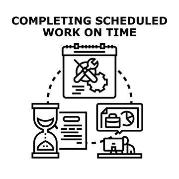 Completing scheduled work on time concept illustration 스톡 일러스트
