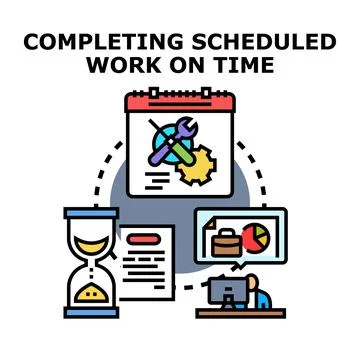 Completing scheduled work on time concept illustration Stock Illustration