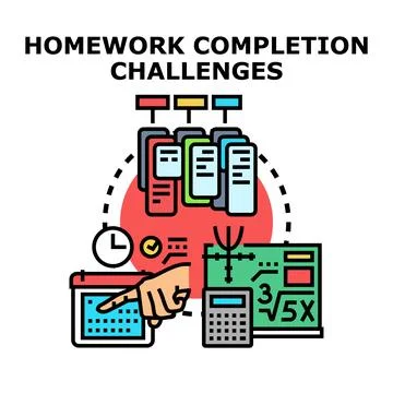 Completing school assignments, planning education tasks, managing homework .. Stock Illustration