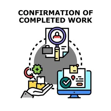 Completing service work confirmation process vector concept Stock Illustration