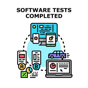 Completing software tests on various digital devices and applications イラスト素材
