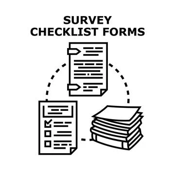 Completing survey checklist forms for documentation and analysis Stock Illustration