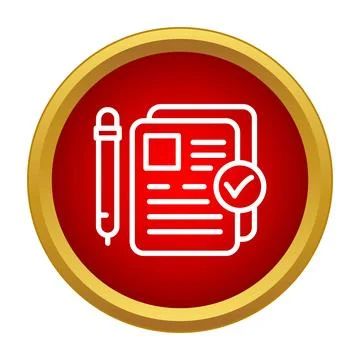 Completing survey form with pen and checklist icon Stock Illustration