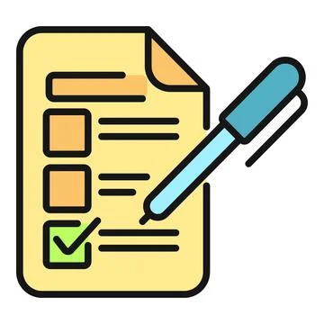 Completing survey form with pen checklist option Stock Illustration