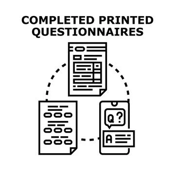 Completing survey questionnaires and collecting response data 库存插图