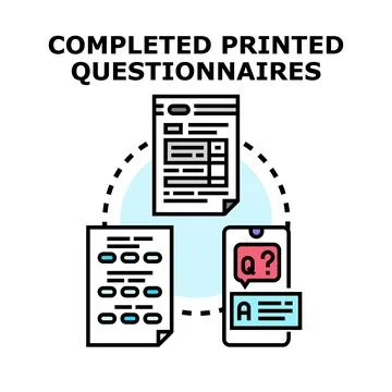 Completing survey questionnaires and collecting response data Illustrazione stock