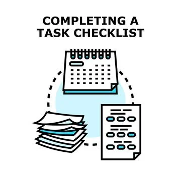 Completing a task checklist icon for project organization Stock Illustration
