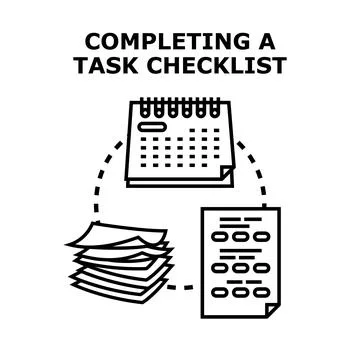 Completing a task checklist icon for project organization Stock Illustration
