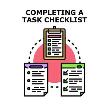 Completing task checklist planning organization workflow vector Stockillustratie