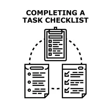 Completing task checklist planning organization workflow vector 스톡 일러스트