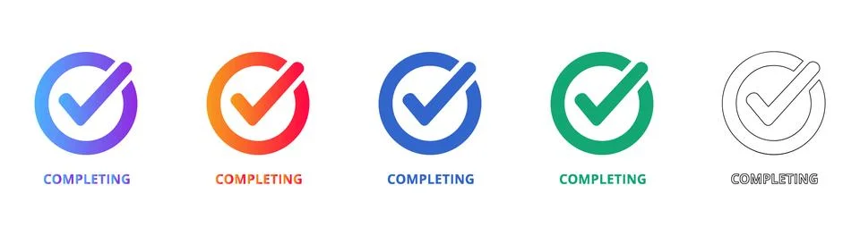 Completing Task Checkmark Icons Stock Illustration