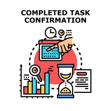 Completing task confirmation process and project management Stock Illustration