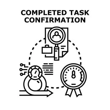 Completing task confirmation process concept illustration Stock Illustration