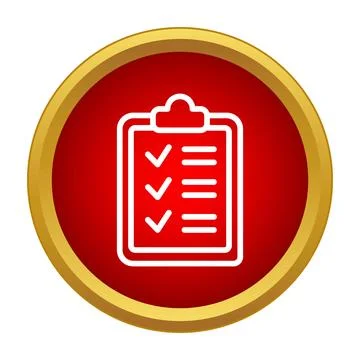 Completing task list on clipboard icon button Stock Illustration