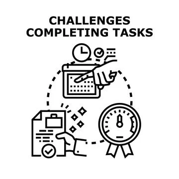 Completing tasks challenges concept achieving goals success Stock Illustration