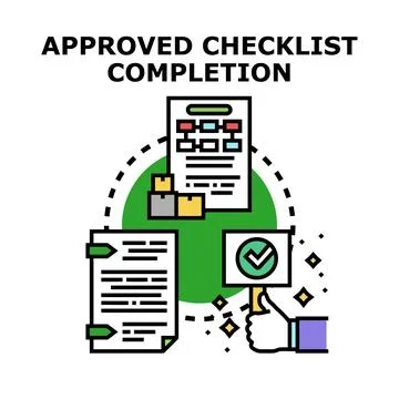 Completing tasks checklist with approval concept Stock Illustration