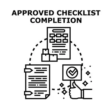 Completing tasks checklist with approval concept Stock Illustration