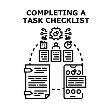 Completing tasks checklist document management system Stock Illustration