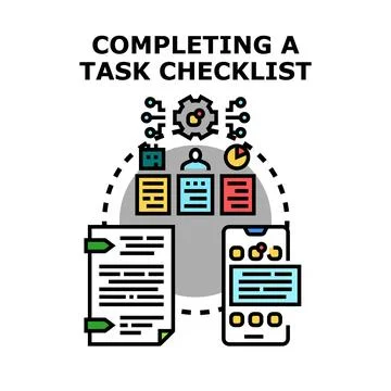 Completing tasks checklist document management system Stock Illustration
