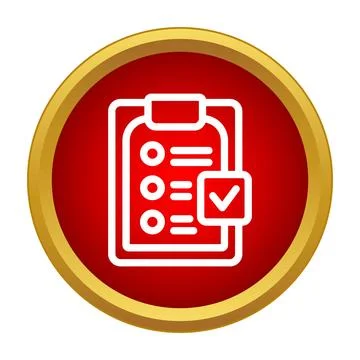 Completing tasks checklist icon on red background Stock Illustration