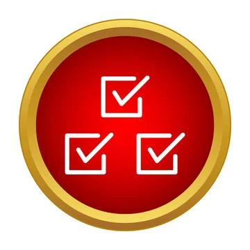 Completing tasks with checkmarks on red button icon 스톡 일러스트