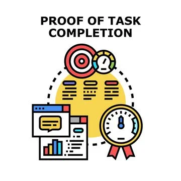 Completing tasks confirming successful project execution Stock Illustration