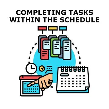 Completing tasks on schedule timeline with planning Stock Illustration