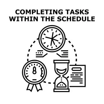 Completing tasks within deadline, scheduling projects, and time management Stock Illustration