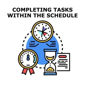 Completing tasks within deadline, scheduling projects, and time management Stock Illustration