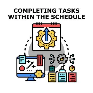 Completing tasks within the schedule concept illustration Stock Illustration